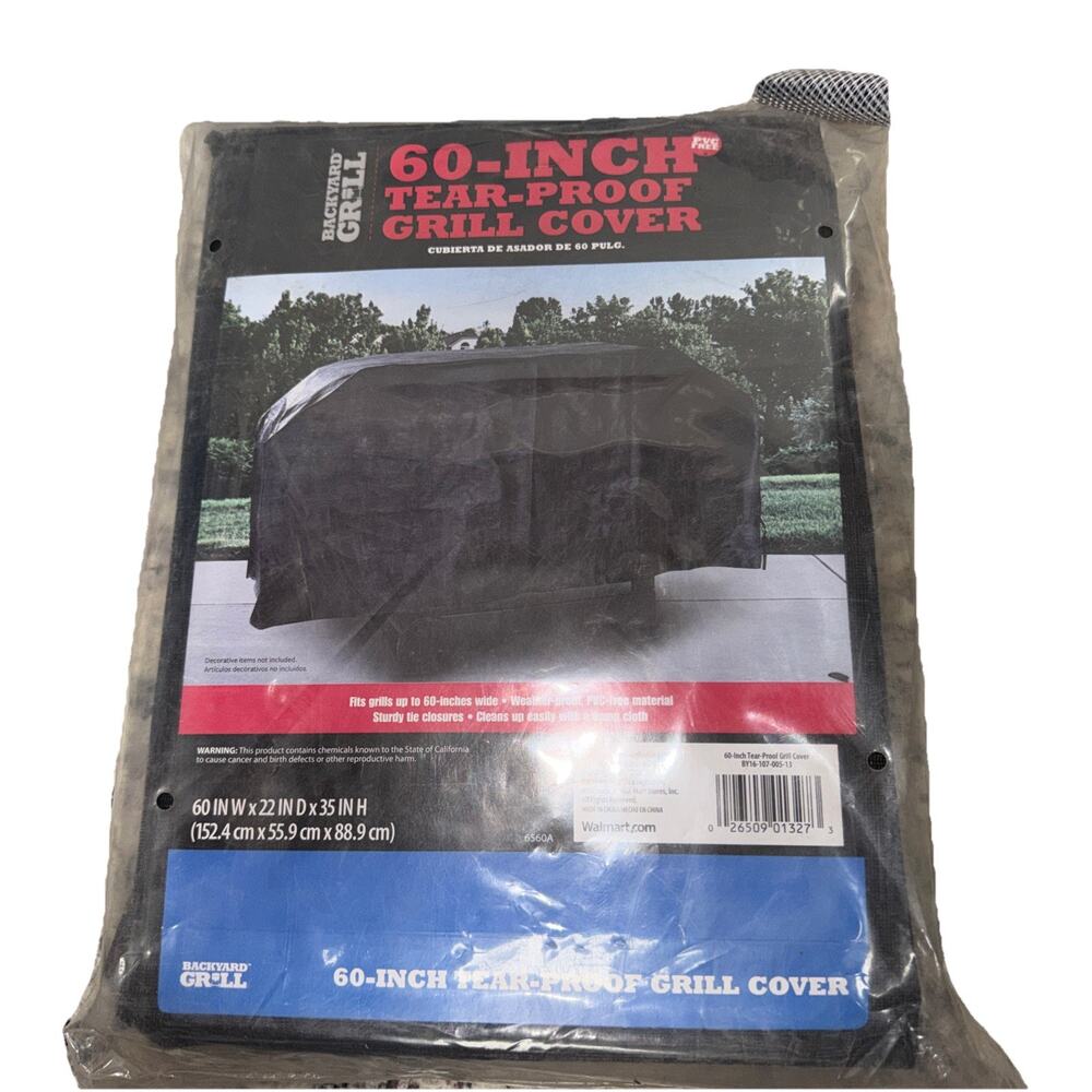Large 60 INCH Backyard Tear-proof Grill Cover Black 60W x 22D x 35H New In Pack